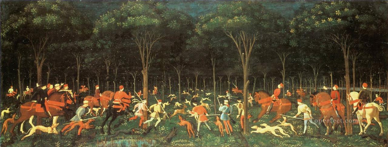cazar en el bosque por paolo uuccello c 1470 Pintura al óleo